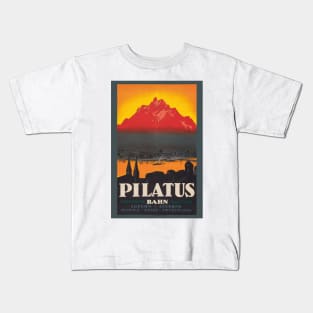 Pilatus Bahn Switzerland Vintage Poster 1910 Kids T-Shirt